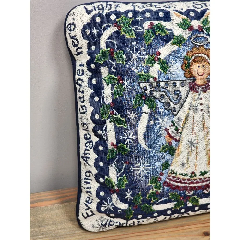 Christmas Angel Tapestry Throw Pillow 10” X 10”